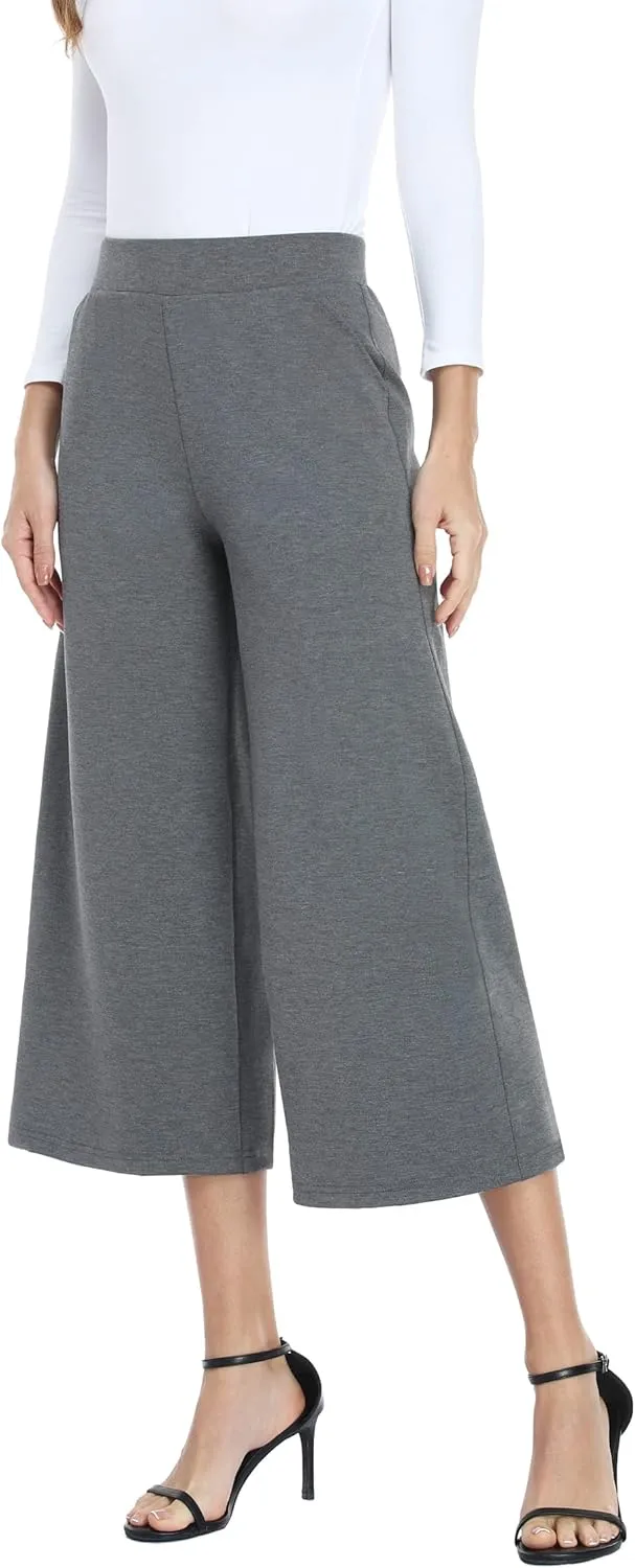 MISS MOLY Wide Leg Pants for Women Business Casual Crop Palazo Dress Pants Capris