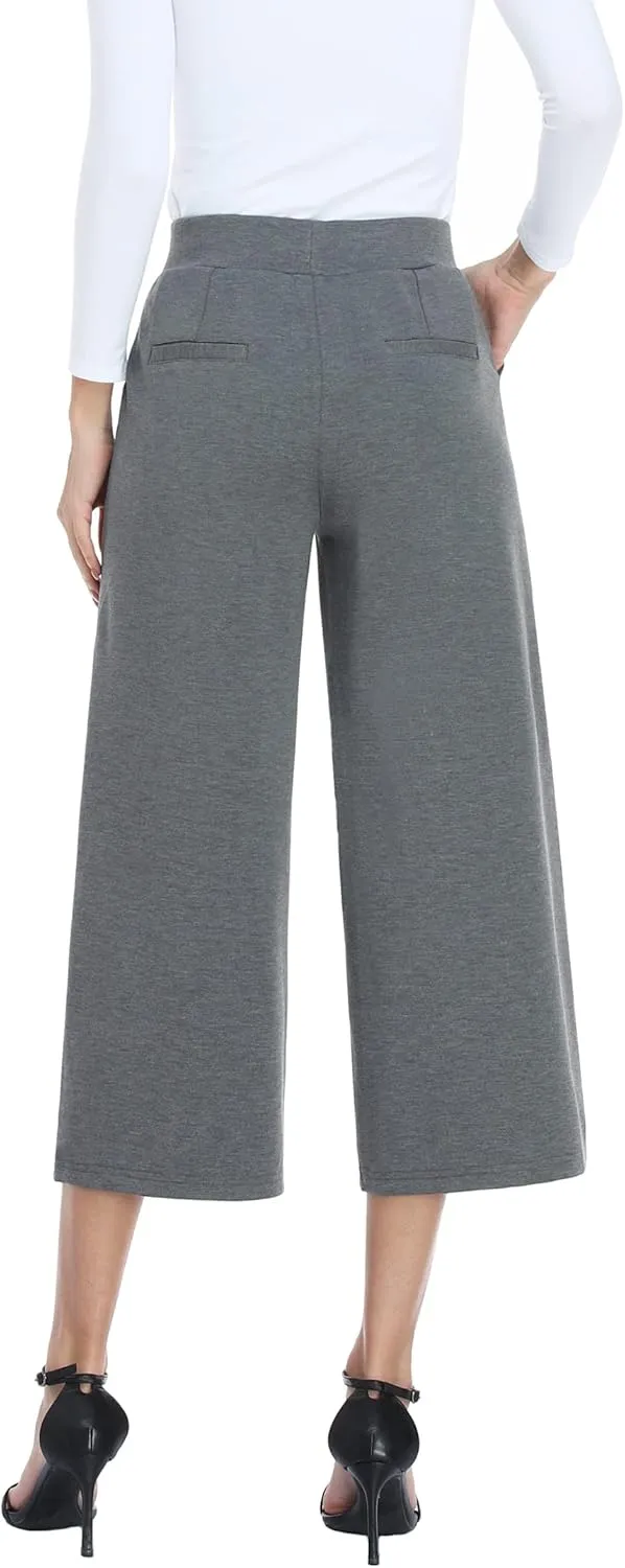 MISS MOLY Wide Leg Pants for Women Business Casual Crop Palazo Dress Pants Capris