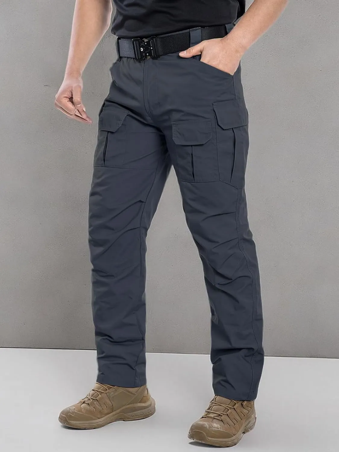 NAVEKULL Men's Outdoor Tactical Pants Rip Stop Lightweight Waterproof Military Combat Cargo Work Hiking Pants