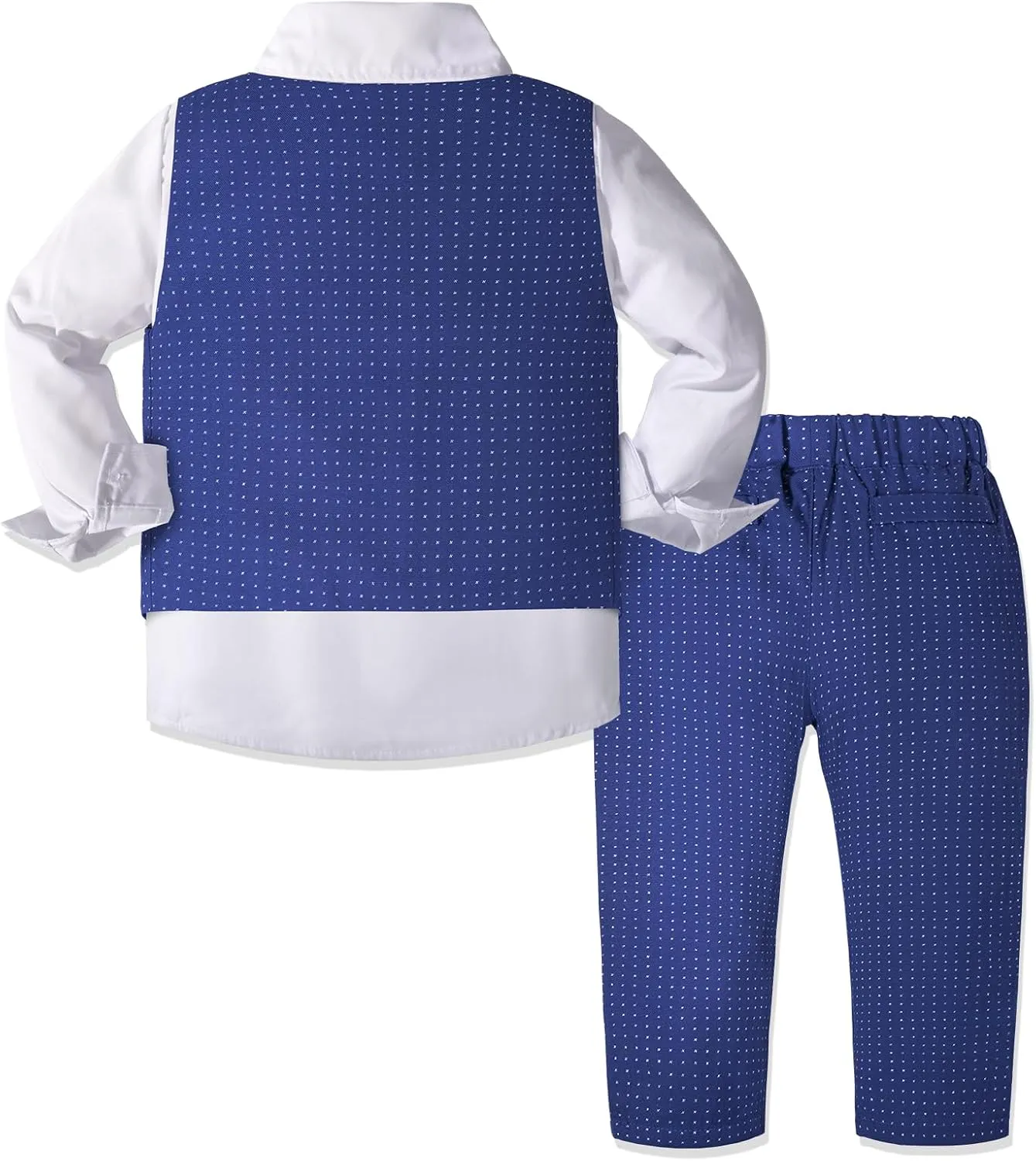 Nwada Boys Suit Set Formal Dress Shirt with Bow Tie, Slim Vest and Pants Toddler Boy Clothes Suits