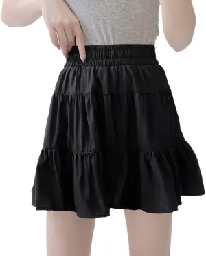 OFFSUM Womens Short Skirts - Pleated Skirts Woman Korean Style Summer High Wiast Women Casual A-Line Solid Color Comf