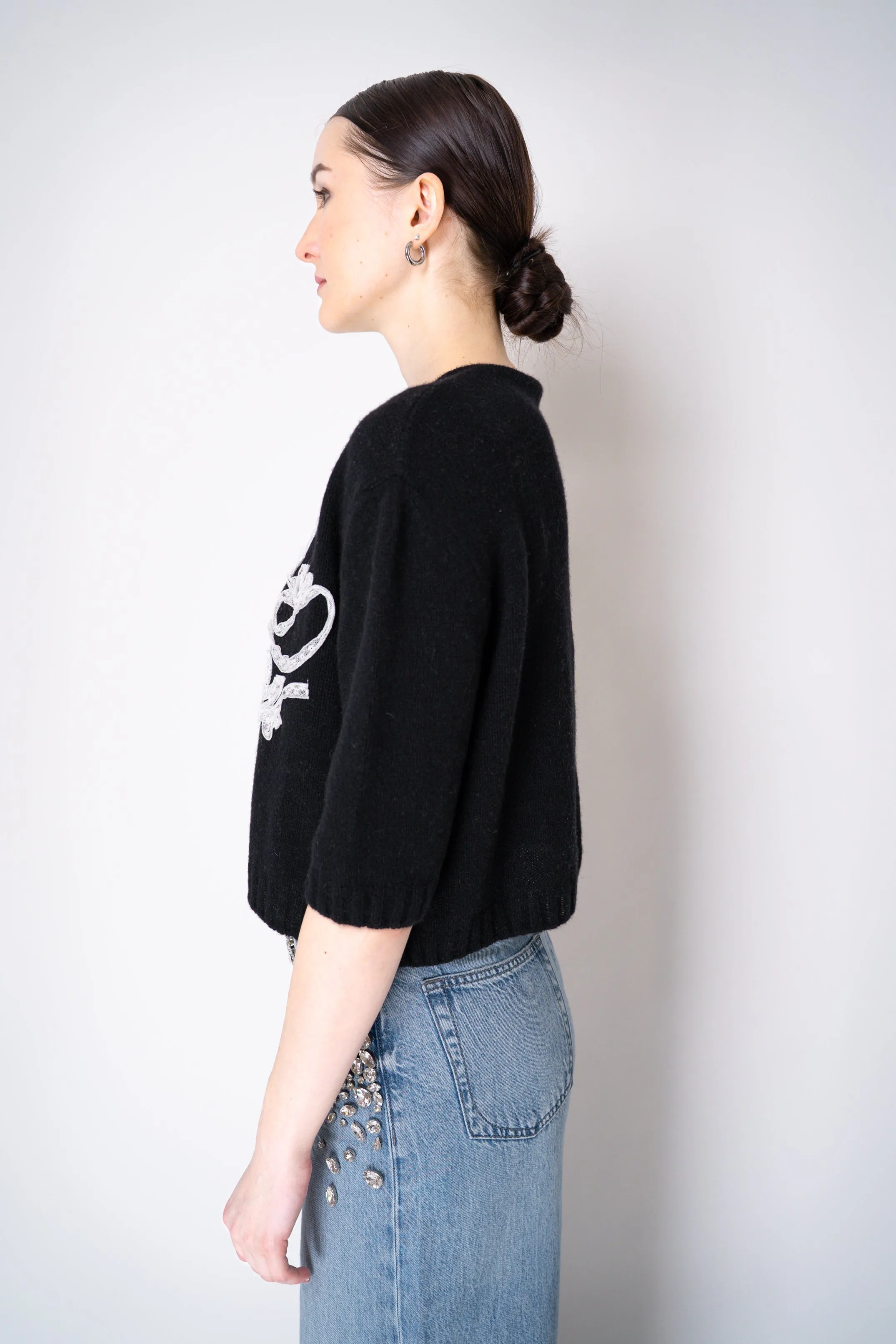 Philosophy di Lorenzo Serafini Cashmere Pullover with Lace Embroidery in Black