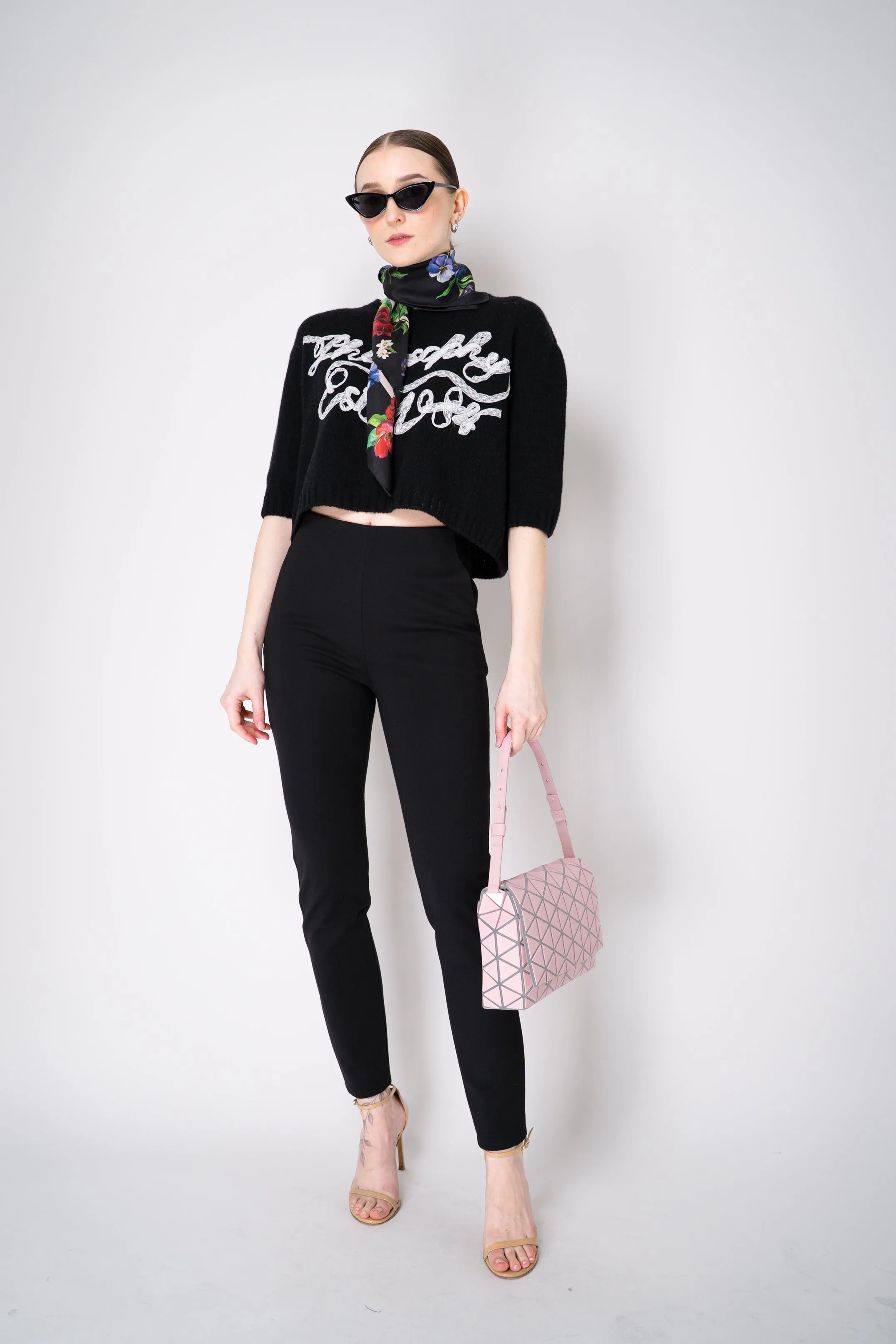 Philosophy di Lorenzo Serafini Cashmere Pullover with Lace Embroidery in Black