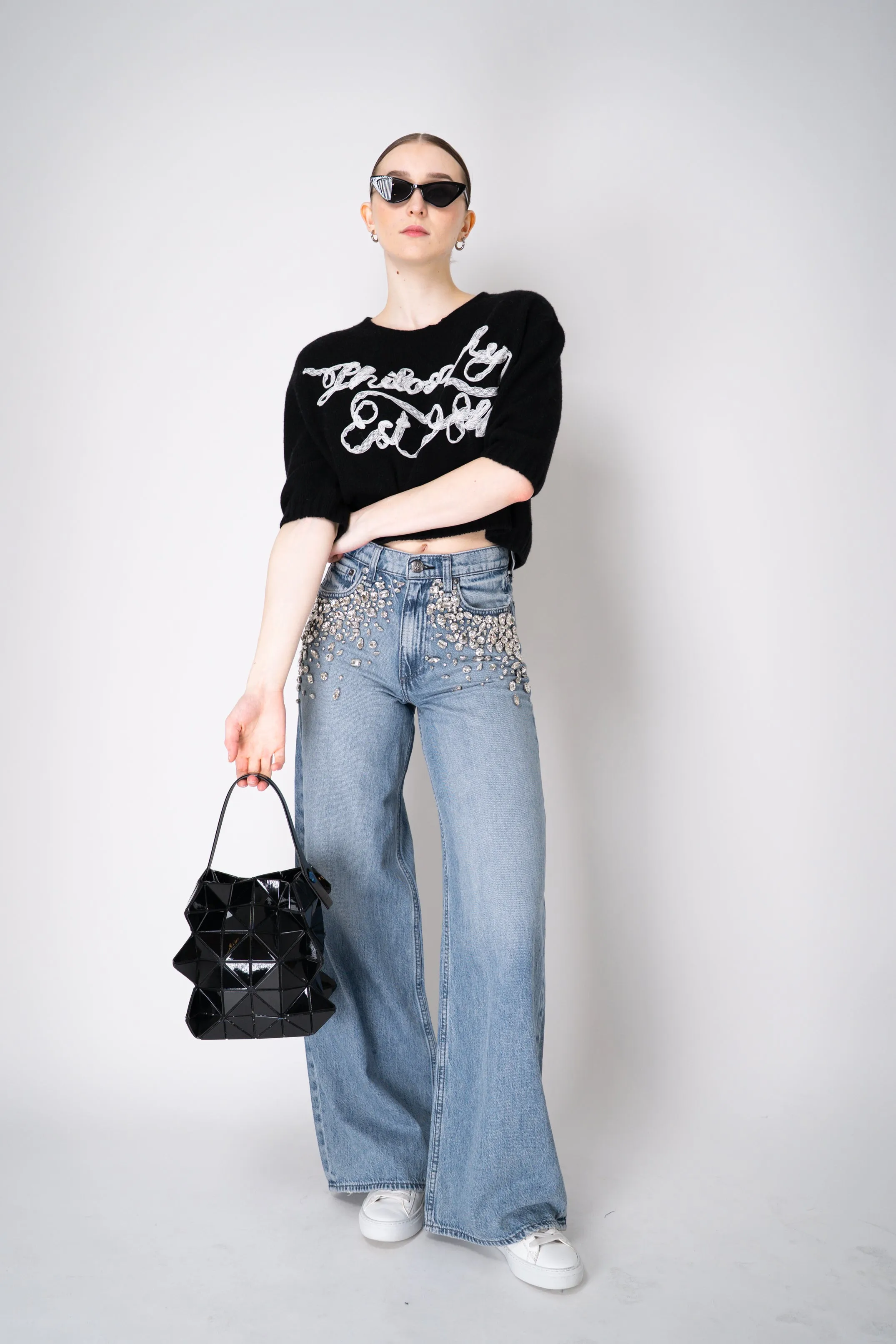 Philosophy di Lorenzo Serafini Cashmere Pullover with Lace Embroidery in Black