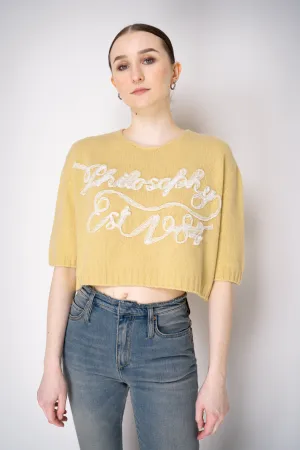 Philosophy di Lorenzo Serafini Cashmere Pullover with Lace Embroidery in Yellow