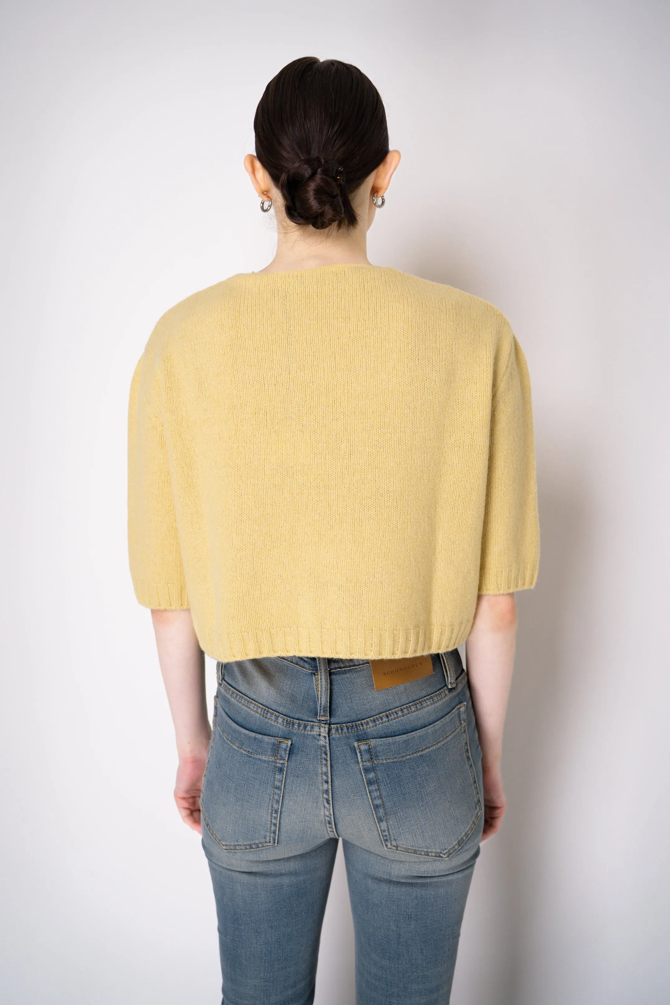 Philosophy di Lorenzo Serafini Cashmere Pullover with Lace Embroidery in Yellow