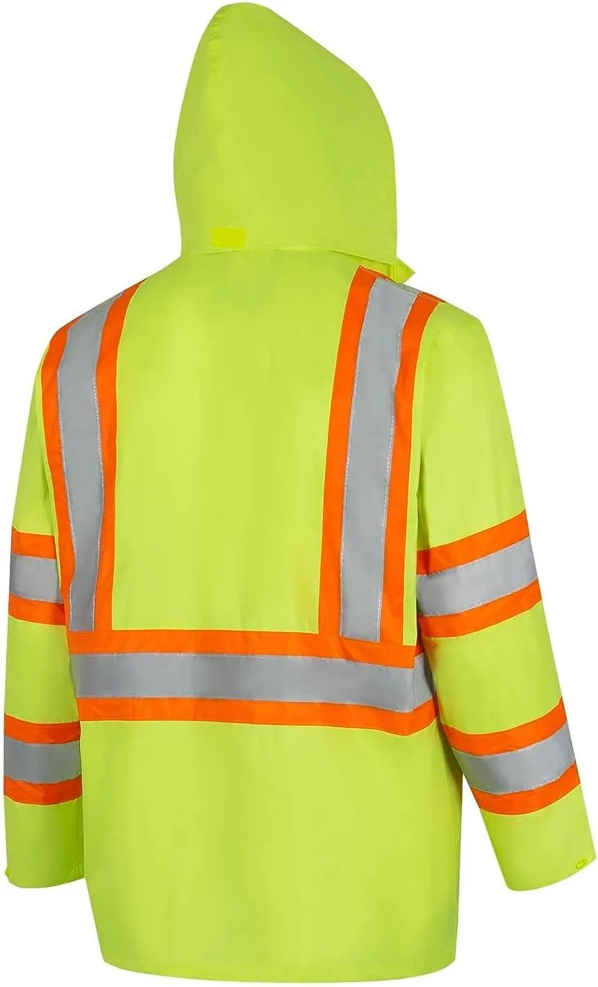 Pioneer Hi Vis Lightweight Waterproof Safety Rain Suit - Reflective Work Rain Gear for Men and Women