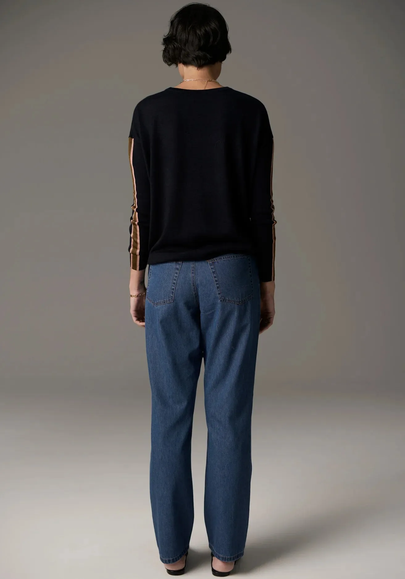POL - Bennet Drape Back Knit - Ink/Tobacco/Pink