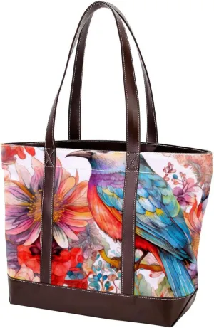 Purses for Women,Tote Bag for Women,Handbags for Women,Abstract Vintage Flowers Birds