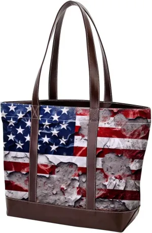 Purses for Women,Tote Bag for Women,Handbags for Women,American Flag Vintage Wall
