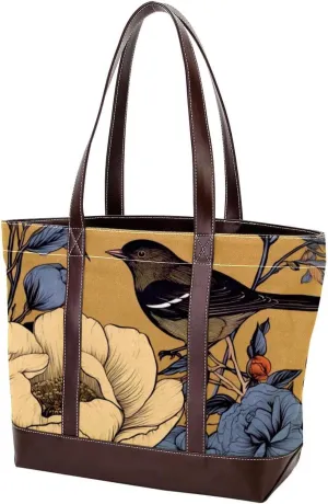 Purses for Women,Tote Bag for Women,Handbags for Women,Birds and Flowers Vintage