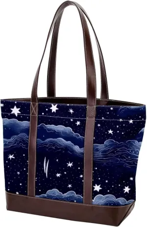 Purses for Women,Tote Bag for Women,Handbags for Women,Blue Stars and Purple Space