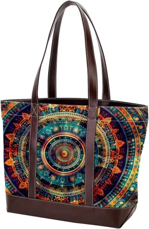 Purses for Women,Tote Bag for Women,Handbags for Women,Boho Mandalas Floral Vintage