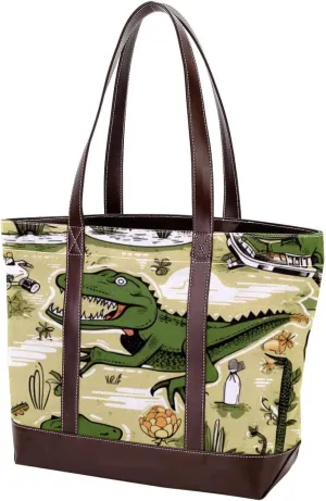Purses for Women,Tote Bag for Women,Handbags for Women,Crocodile Green Plant