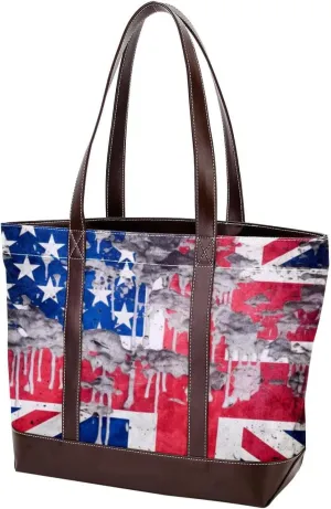 Purses for Women,Tote Bag for Women,Handbags for Women,Vintage American Flag on the Wall