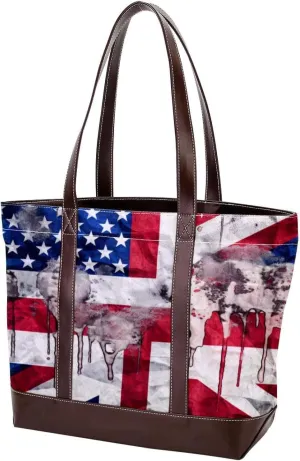 Purses for Women,Tote Bag for Women,Handbags for Women,Vintage American Flag on the Wall