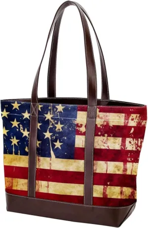 Purses for Women,Tote Bag for Women,Handbags for Women,Vintage American Flag Print