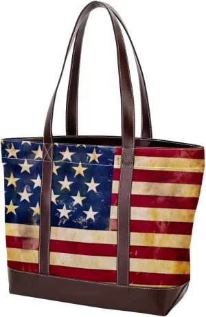 Purses for Women,Tote Bag for Women,Handbags for Women,Vintage American Flag Print