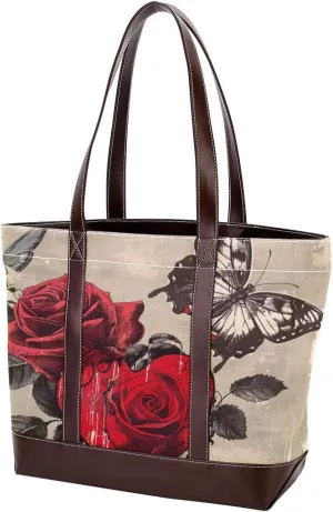 Purses for Women,Tote Bag for Women,Handbags for Women,Vintage Background with Roses