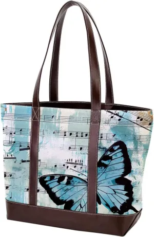 Purses for Women,Tote Bag for Women,Handbags for Women,Vintage Butterfly Piano Musical Note