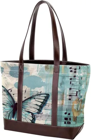 Purses for Women,Tote Bag for Women,Handbags for Women,Vintage Butterfly Piano Musical Note