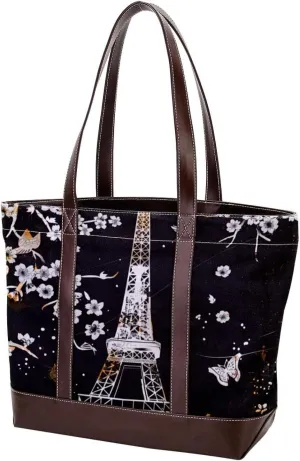 Purses for Women,Tote Bag for Women,Handbags for Women,Vintage Eiffel Tower Cherry Blossom