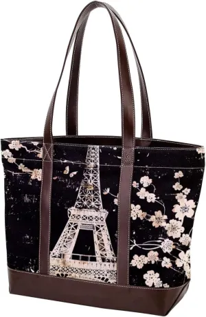 Purses for Women,Tote Bag for Women,Handbags for Women,Vintage Eiffel Tower Cherry Blossom