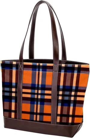 Purses for Women,Tote Bag for Women,Handbags for Women,Vintage Fall Orange Plaid