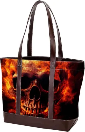 Purses for Women,Tote Bag for Women,Handbags for Women,Vintage Fire and Skull