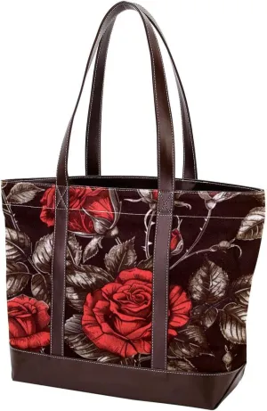 Purses for Women,Tote Bag for Women,Handbags for Women,Vintage Flowers Red Roses