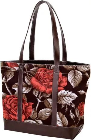 Purses for Women,Tote Bag for Women,Handbags for Women,Vintage Flowers Red Roses