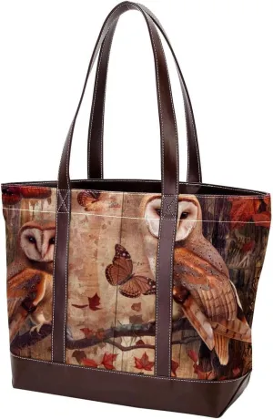 Purses for Women,Tote Bag for Women,Handbags for Women,Vintage Forest Owl Butterfly