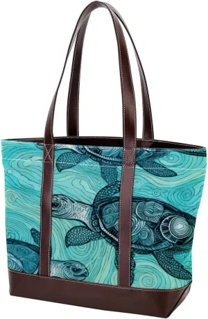 Purses for Women,Tote Bag for Women,Handbags for Women,Vintage Print Funny Tortoise