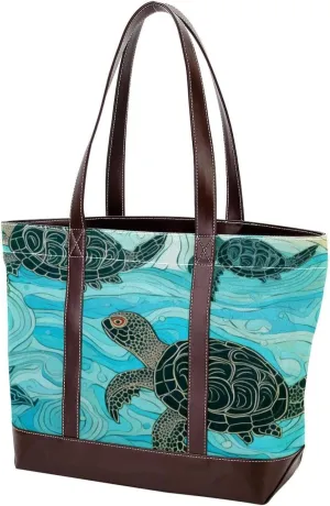 Purses for Women,Tote Bag for Women,Handbags for Women,Vintage Print Funny Tortoise