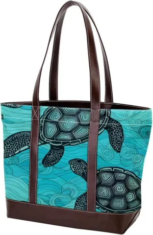 Purses for Women,Tote Bag for Women,Handbags for Women,Vintage Print Funny Tortoise