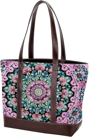 Purses for Women,Tote Bag for Women,Handbags for Women,Vintage Rainbow Floral Mandala