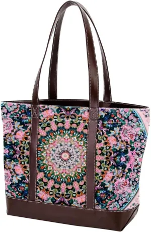Purses for Women,Tote Bag for Women,Handbags for Women,Vintage Rainbow Floral Mandala