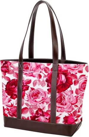 Purses for Women,Tote Bag for Women,Handbags for Women,Vintage Roses Flower Pink Red