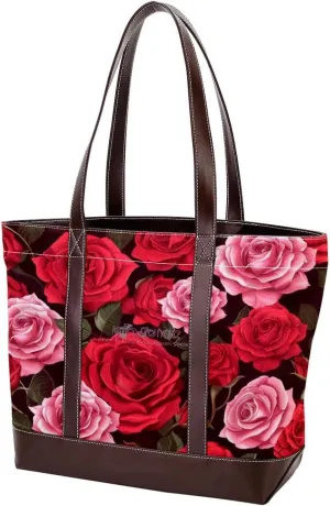 Purses for Women,Tote Bag for Women,Handbags for Women,Vintage Roses Flower Pink Red