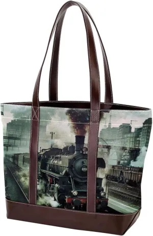 Purses for Women,Tote Bag for Women,Handbags for Women,Vintage Steam Trains