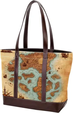 Purses for Women,Tote Bag for Women,Handbags for Women,Vintage World Map Compass