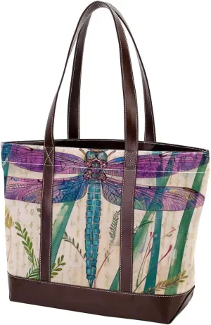 Purses for Women,Tote Bag for Women,Handbags for Women,Watercolor Vintage Plant Dragonfly
