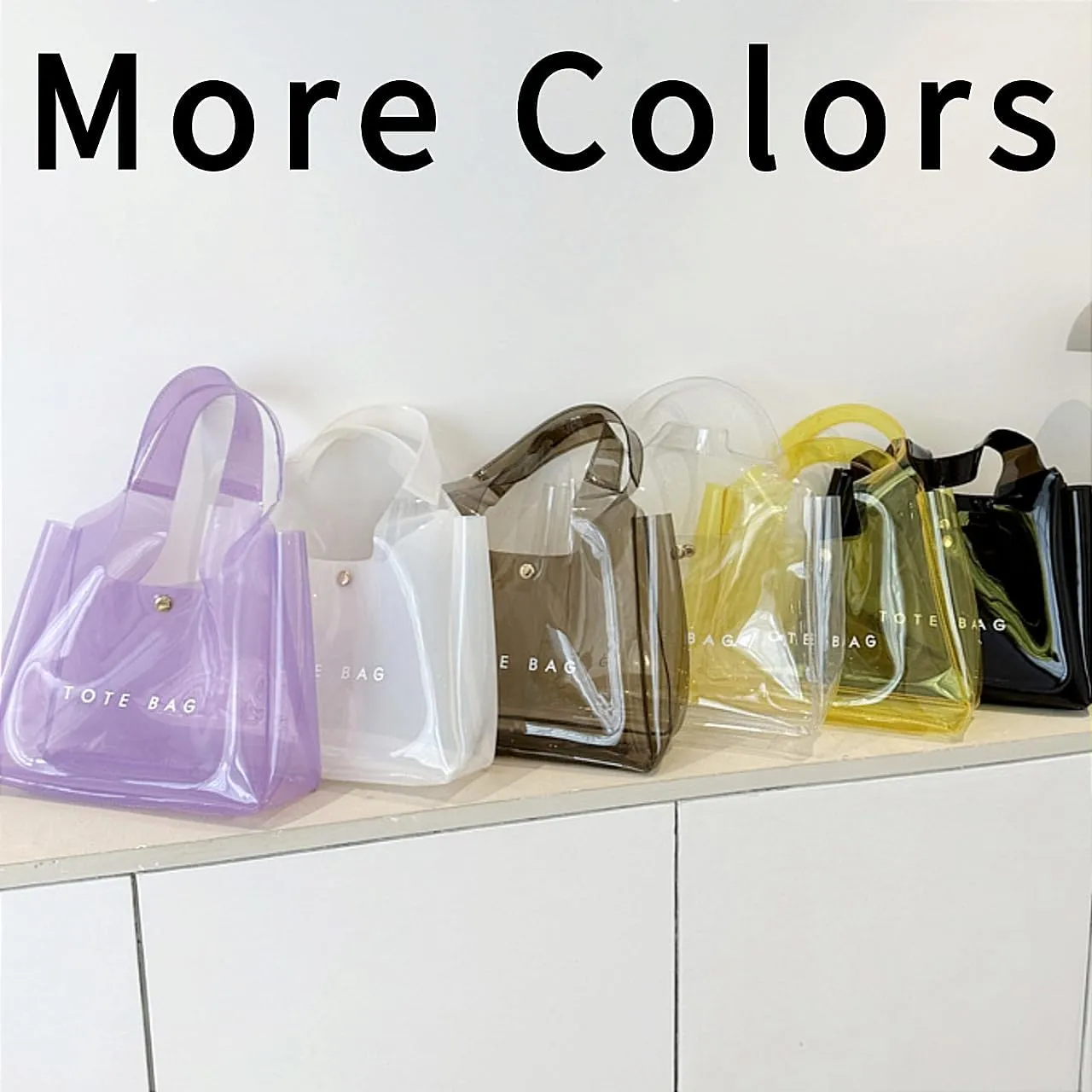 PVC Tote Bag Large Waterproof Kraft Paper Handbags with Zipper Pockets Handle for Women Work Beach Swimming