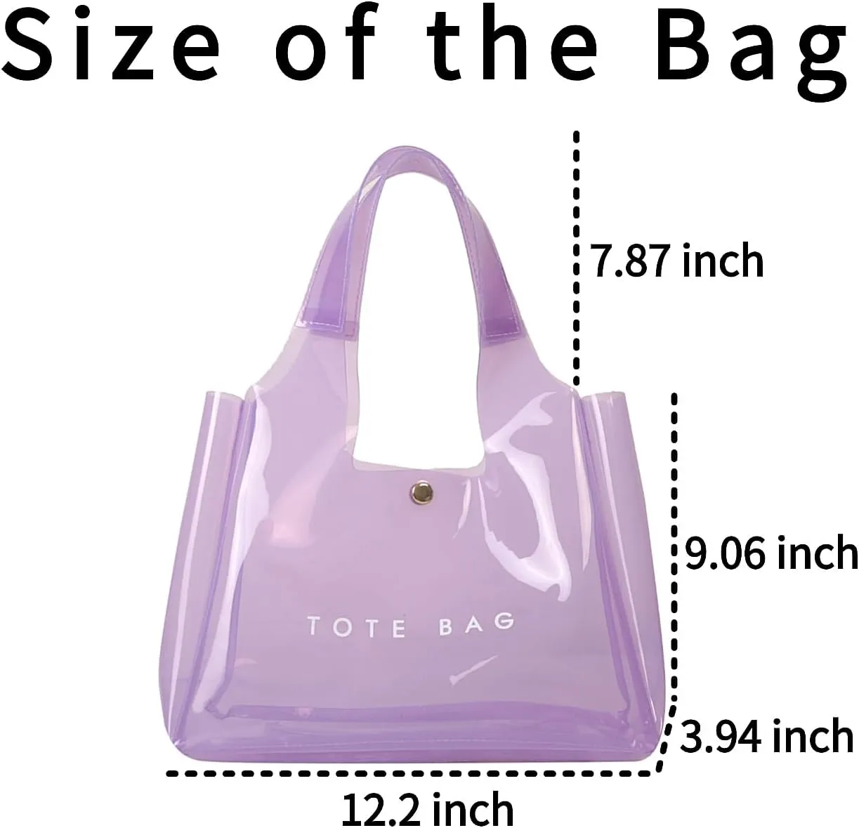 PVC Tote Bag Large Waterproof Kraft Paper Handbags with Zipper Pockets Handle for Women Work Beach Swimming