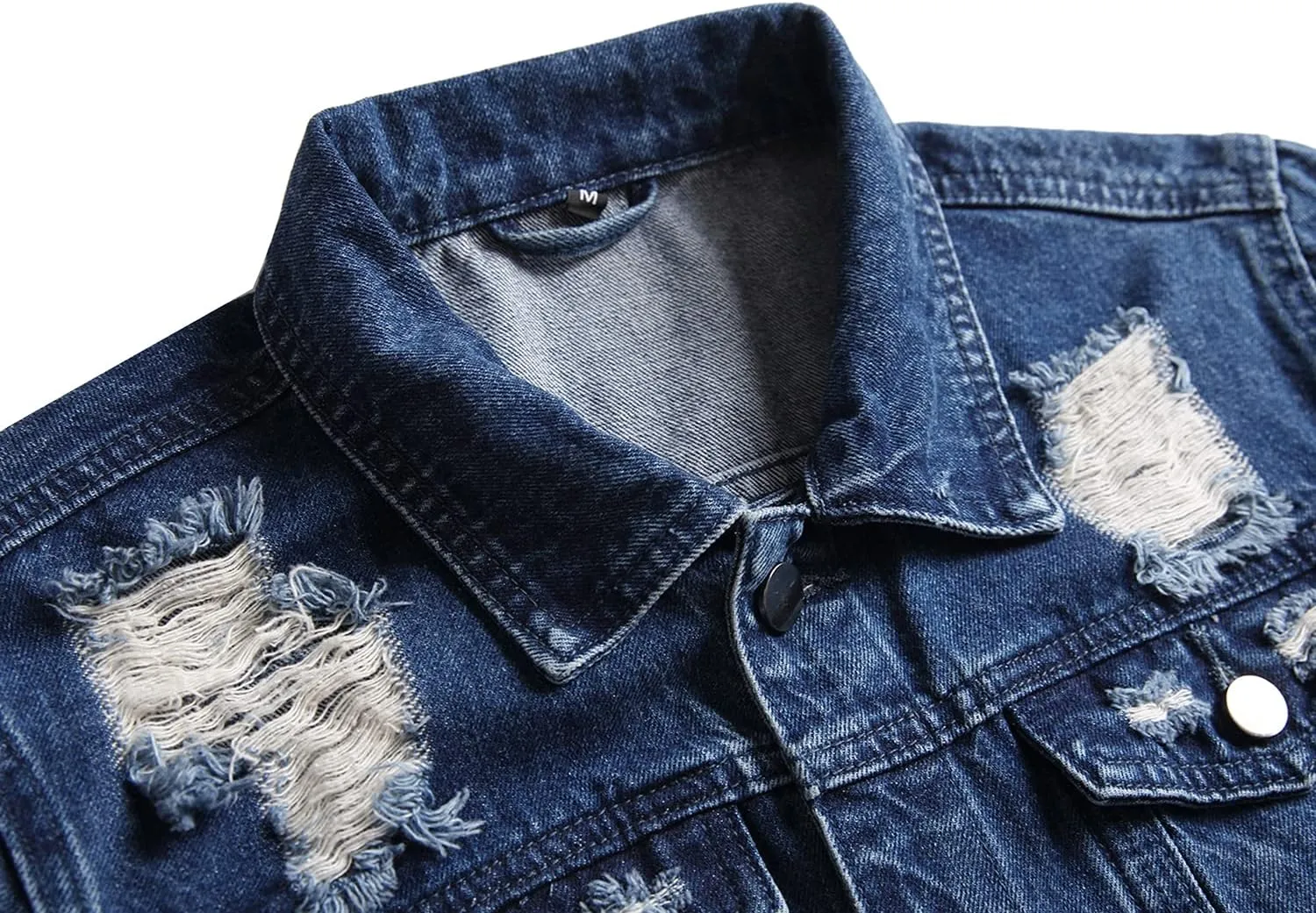 QIMYUM Jean Jacket For Men, Distressed Slim Denim Jacket