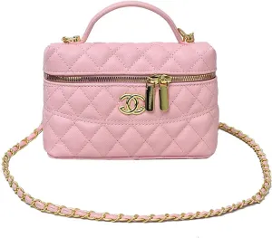Quilted Crossbody Bags for Women Small Vintage Square Box Purse Boho Shoulder Handbags with Chain and Zipper