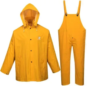 Rain Suit for Men Women Leathercraft Rain Gear Heavy Duty 3-Piece Commercial Rain Jacket with Bib Pants Overall