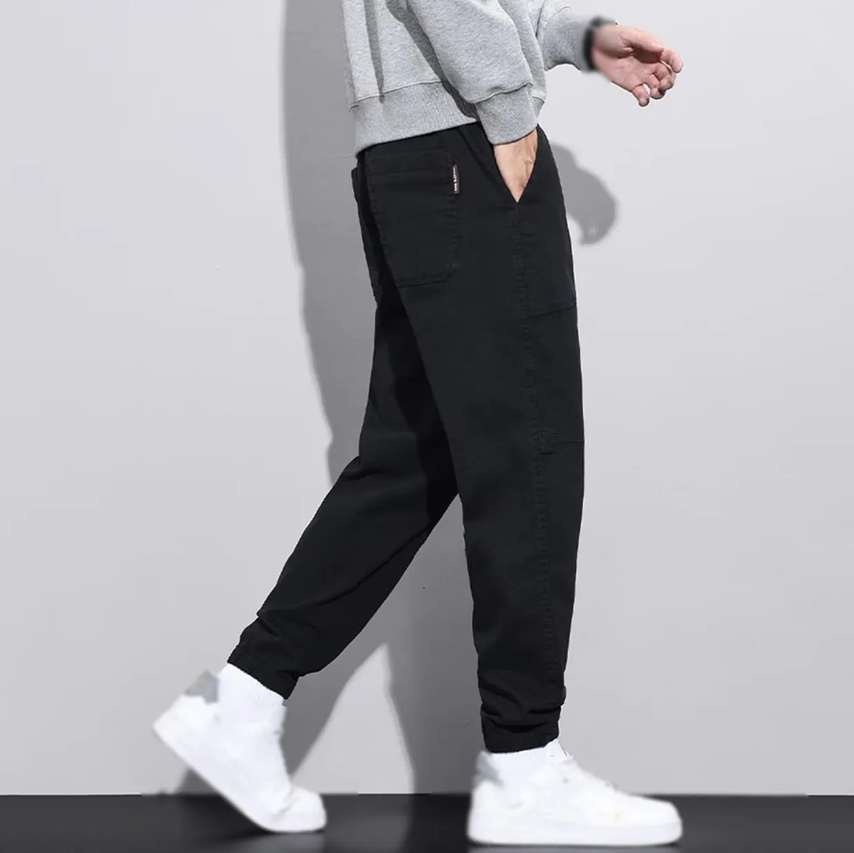 REHJJDFD Men Slim Fit Harem Trousers Male Street Oversized Sweatpants Jogger Casual Pants