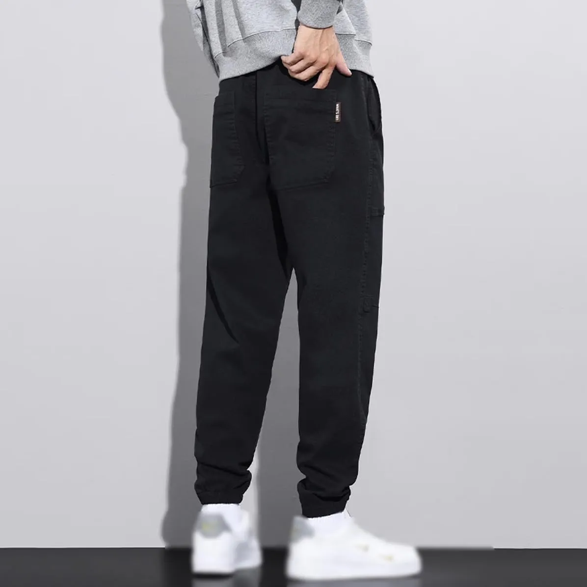 REHJJDFD Men Slim Fit Harem Trousers Male Street Oversized Sweatpants Jogger Casual Pants