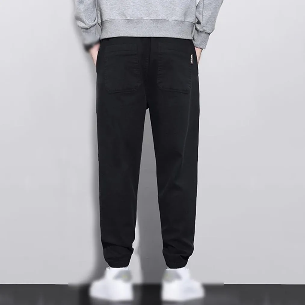 REHJJDFD Men Slim Fit Harem Trousers Male Street Oversized Sweatpants Jogger Casual Pants